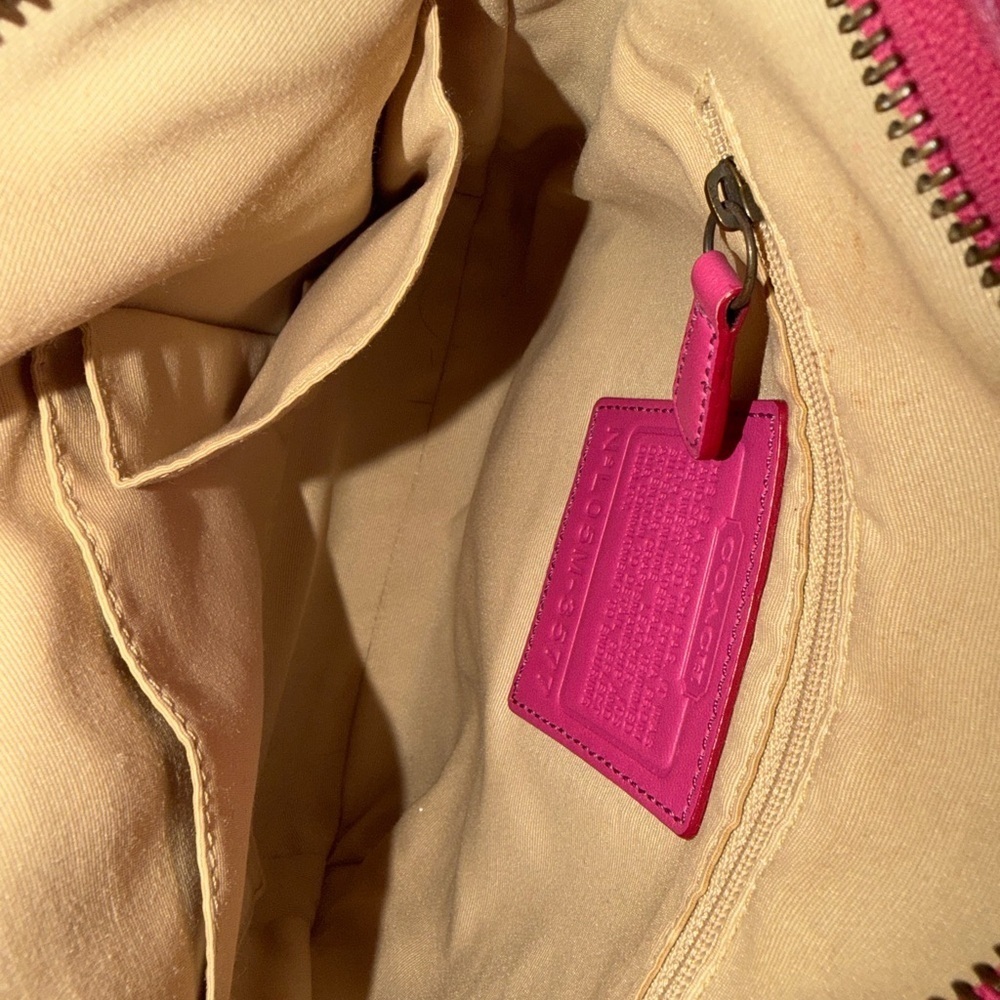 Coach Pink and Brown Signature Shoulder Bag - Picture 10 of 12